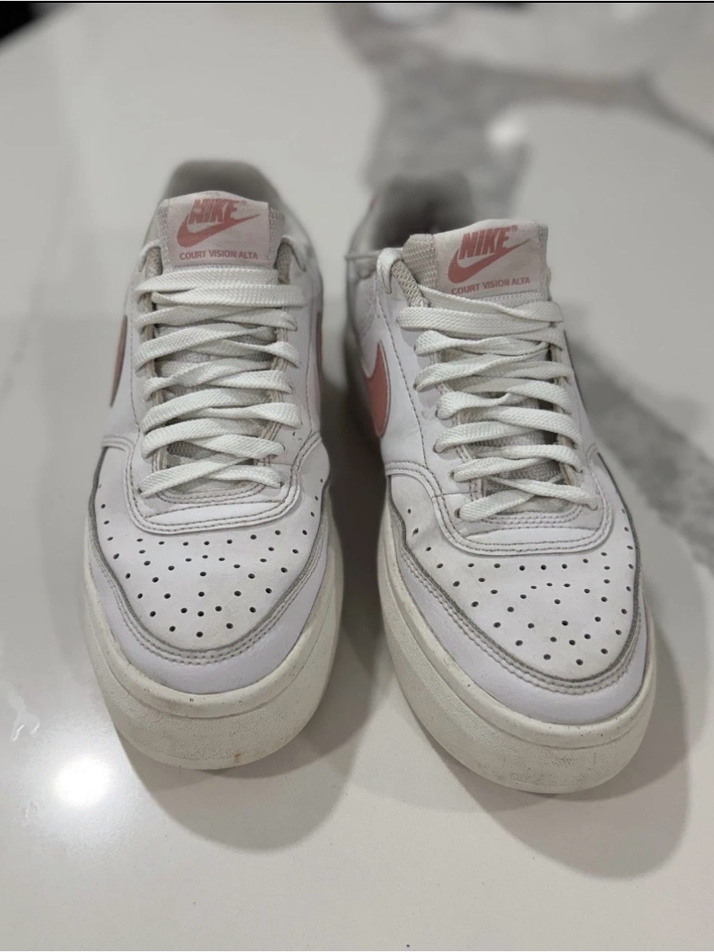 Nike Court Vision Alta Women's Size 9 White Pink Platform Sneakers Chunky Sole